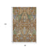 8' X 10' Copper Gray And Olive Green Floral Washable Area Rug With UV Protection