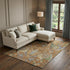 8' X 10' Copper Gray And Olive Green Floral Washable Area Rug With UV Protection