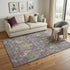 5' X 8' Purple Gray And Olive Green Floral Washable Area Rug With UV Protection