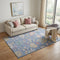 5' X 8' Blue Blush And Gold Floral Washable Area Rug With UV Protection