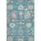 8' X 10' Teal Beige And Pink Floral Washable Area Rug With UV Protection