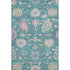 8' X 10' Teal Beige And Pink Floral Washable Area Rug With UV Protection