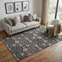 5' X 8' Black Beige And Brown Floral Washable Area Rug With UV Protection