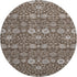 8' Chocolate Beige And Gray Floral Washable Round Rug With UV Protection