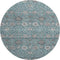 8' Teal Gray And Silver Floral Washable Round Rug With UV Protection