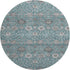 8' Teal Gray And Silver Floral Washable Round Rug With UV Protection