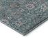 9' X 12' Teal Gray And Silver Floral Washable Area Rug With UV Protection