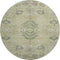 8' Artichoke Green Gold And Beige Floral Washable Round Rug With UV Protection