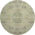 8' Artichoke Green Gold And Beige Floral Washable Round Rug With UV Protection