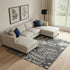 9' X 12' Charcoal Gray And Silver Floral Washable Area Rug With UV Protection