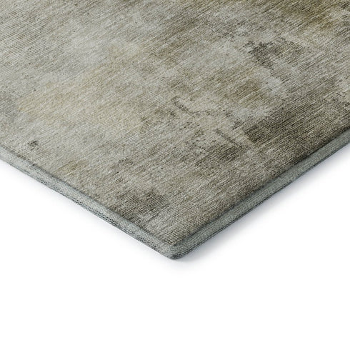 5' X 8' Wheat Ivory And Taupe Abstract Washable Area Rug With UV Protection