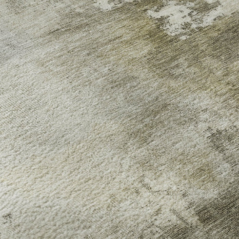 8' X 10' Wheat Ivory And Taupe Abstract Washable Area Rug With UV Protection