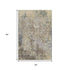 5' X 8' Beige Blue And Gray Abstract Washable Area Rug With UV Protection