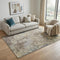 5' X 8' Beige Blue And Gray Abstract Washable Area Rug With UV Protection