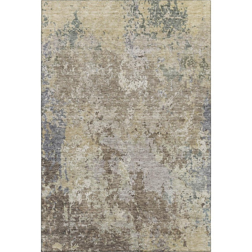 5' X 8' Beige Blue And Gray Abstract Washable Area Rug With UV Protection