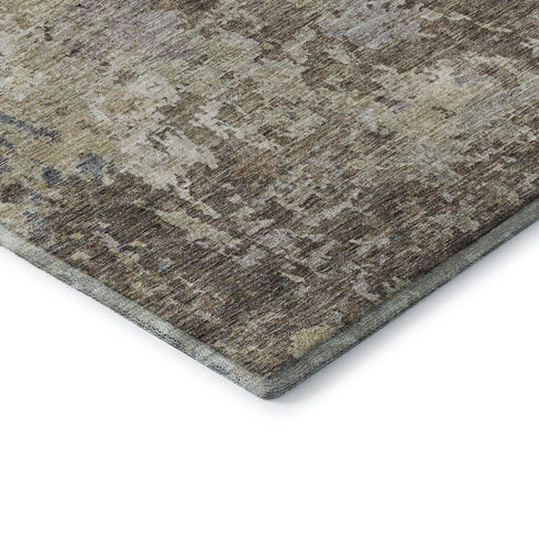 5' X 8' Beige Blue And Gray Abstract Washable Area Rug With UV Protection