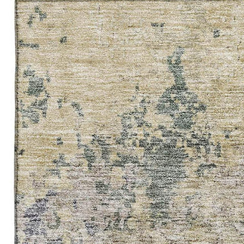 8' X 10' Beige Blue And Gray Abstract Washable Area Rug With UV Protection