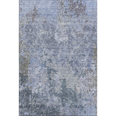 5' X 8' Blue And Gray Abstract Washable Area Rug With UV Protection