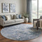 8' Blue And Gray Abstract Washable Round Rug With UV Protection