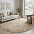 8' Copper And Beige Abstract Washable Round Rug With UV Protection