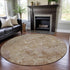 8' Copper And Beige Abstract Washable Round Rug With UV Protection