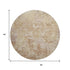 8' Copper And Beige Abstract Washable Round Rug With UV Protection