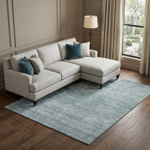 8' X 10' Aqua And Beige Abstract Washable Area Rug With UV Protection