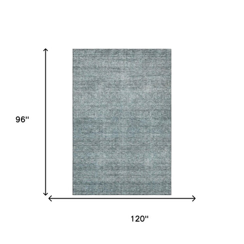 8' X 10' Aqua And Beige Abstract Washable Area Rug With UV Protection