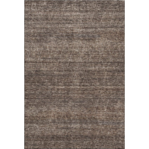5' X 8' Coffee And Beige Geometric Washable Area Rug With UV Protection