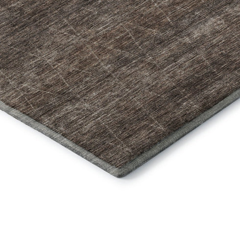5' X 8' Coffee And Beige Geometric Washable Area Rug With UV Protection