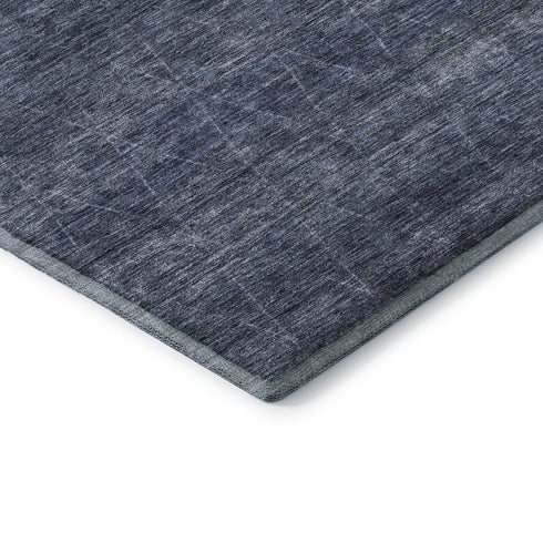 5' X 8' Navy Blue And Beige Geometric Washable Area Rug With UV Protection