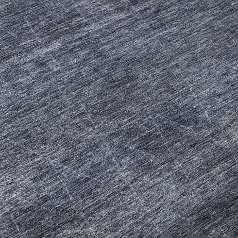 5' X 8' Navy Blue And Beige Geometric Washable Area Rug With UV Protection