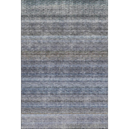 5' X 8' Blue And Gray Striped Washable Area Rug With UV Protection