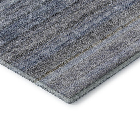 5' X 8' Blue And Gray Striped Washable Area Rug With UV Protection