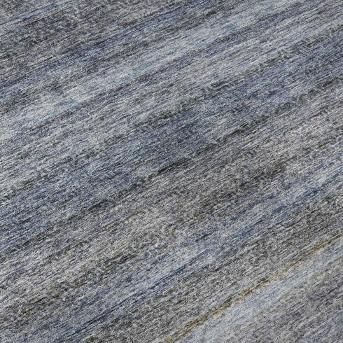 5' X 8' Blue And Gray Striped Washable Area Rug With UV Protection