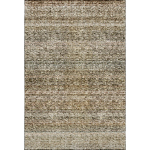 8' X 10' Copper Gray And Beige Striped Washable Area Rug With UV Protection