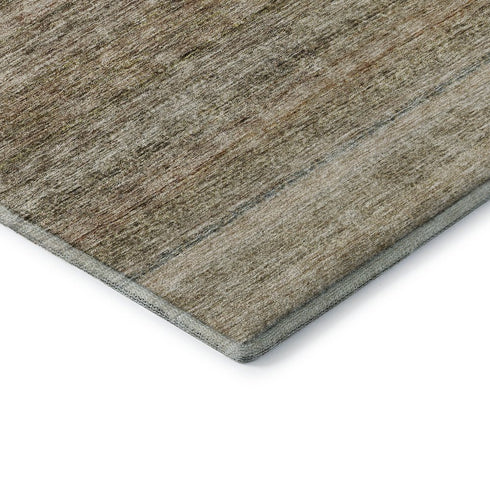 8' X 10' Copper Gray And Beige Striped Washable Area Rug With UV Protection