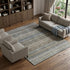 9' X 12' Taupe Beige And Blue Striped Washable Area Rug With UV Protection