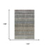 9' X 12' Taupe Beige And Blue Striped Washable Area Rug With UV Protection