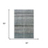 5' X 8' Blue Gray And Beige Striped Washable Area Rug With UV Protection