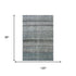 8' X 10' Blue Gray And Beige Striped Washable Area Rug With UV Protection