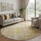8' Gold Ivory And Beige Geometric Washable Round Rug With UV Protection