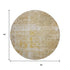 8' Gold Ivory And Beige Geometric Washable Round Rug With UV Protection