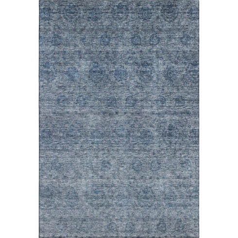 5' X 8' Blue And Silver Abstract Washable Area Rug With UV Protection