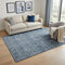 5' X 8' Blue And Silver Abstract Washable Area Rug With UV Protection