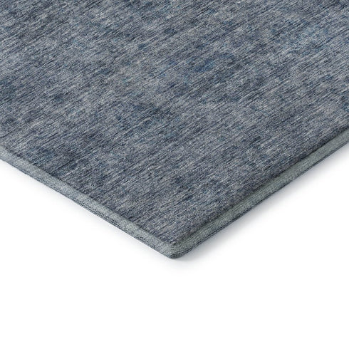 8' X 10' Blue And Silver Abstract Washable Area Rug With UV Protection