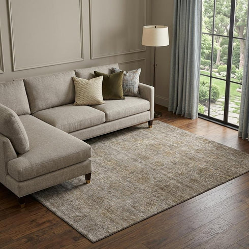 8' X 10' Brown And Beige Abstract Washable Area Rug With UV Protection