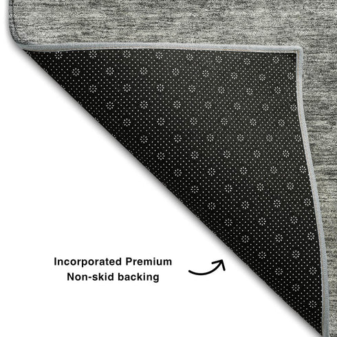 8' X 10' Gray And Silver Abstract Washable Area Rug With UV Protection
