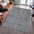 8' X 10' Gray And Silver Abstract Washable Area Rug With UV Protection