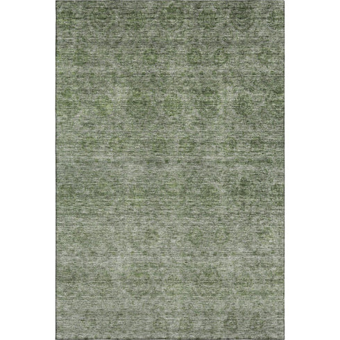 8' X 10' Olive Green And Silver Abstract Washable Area Rug With UV Protection